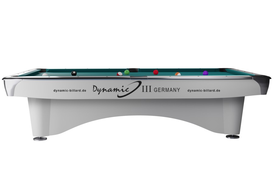 Billardtisch, Pool, Dynamic III, glänzend-weiß, gebraucht, 9 ft. (Fuß), Simonis 860 blaugrün – Bild 4