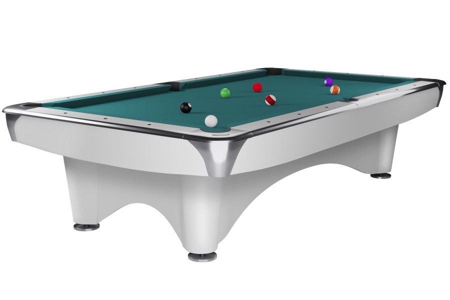 Billardtisch, Pool, Dynamic III, glänzend-weiß, 9 ft. (Fuß), Simonis 860 blaugrün
