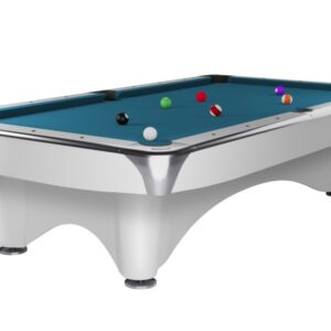 Billardtisch, Pool, Dynamic III, glänzend-weiß, 9 ft. (Fuß), Simonis 860 elektrikblau