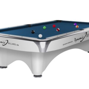 Billardtisch, Pool, Dynamic III, glänzend-weiß, gebraucht, 9 ft. (Fuß), Simonis 760 royalblau