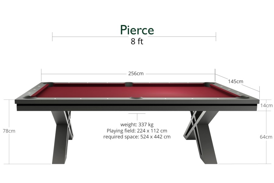 Billardtisch, Pool, Rasson Pierce, 8 ft. (Fuß), dunkelgrau, Simonis 760 rot – Bild 10