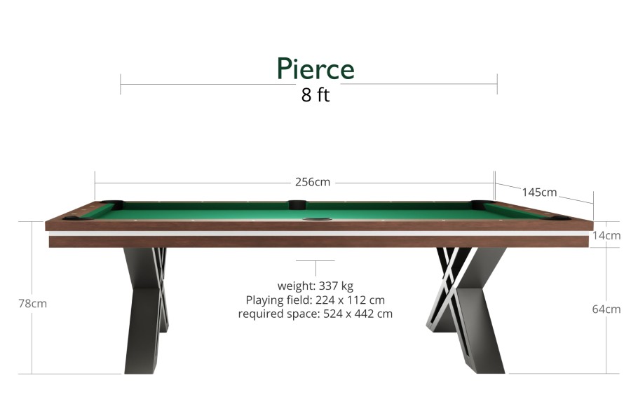 Billardtisch, Pool, Rasson Pierce, 8 ft. (Fuß), walnuss, Simonis 860 burgund – Bild 4
