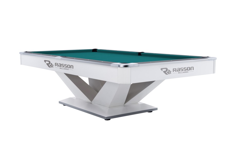 Billardtisch, Pool, Rasson Victory II Plus, weiß, 8 ft., Simonis 860 blaugrün