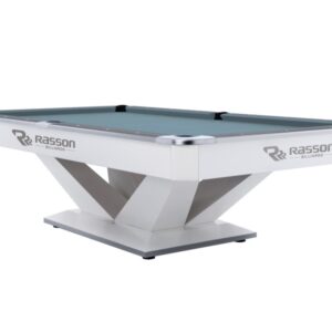 Billardtisch, Pool, Rasson Victory II Plus, weiß, 8 ft., Simonis 760 puderblau