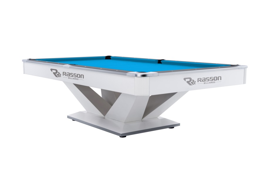 Billardtisch, Pool, Rasson Victory II Plus, weiß, 9 ft., Simonis 760 turnierblau