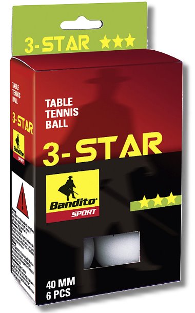 Bandito - *** 3-Star Tischtennis-Bälle 6 Stück, weiß