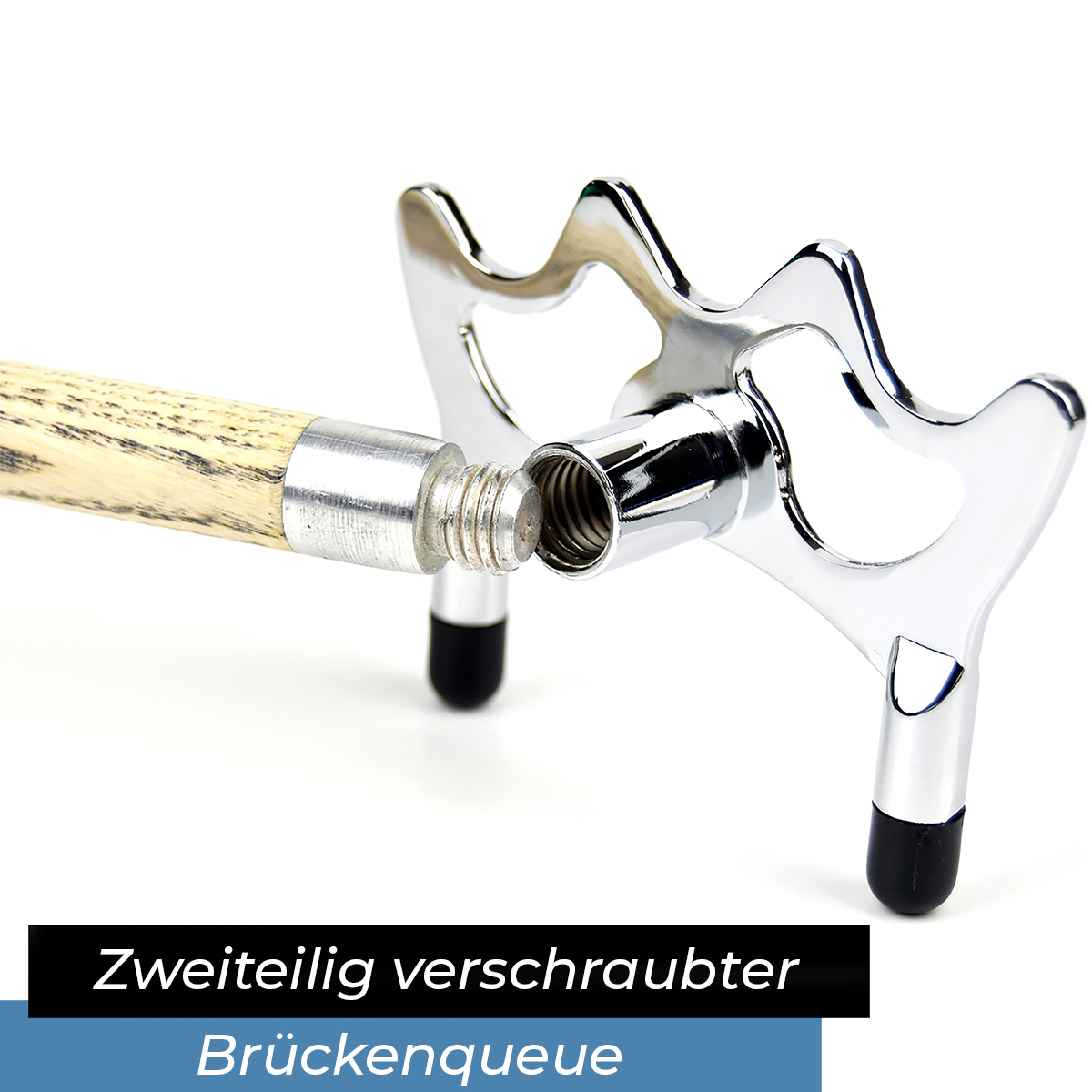 Brückenqueue zweiteilig 145 cm - chrom flach – Bild 5