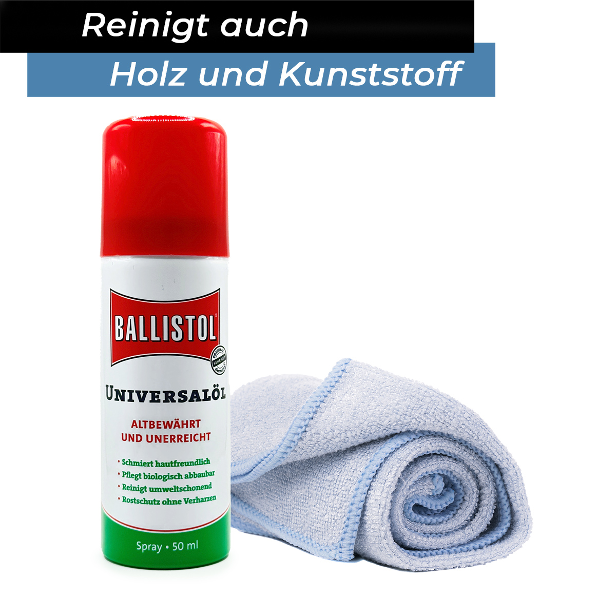 Ballistol Gleitspray für alle Kickerstangen inkl. Mikrofasertuch – Bild 4