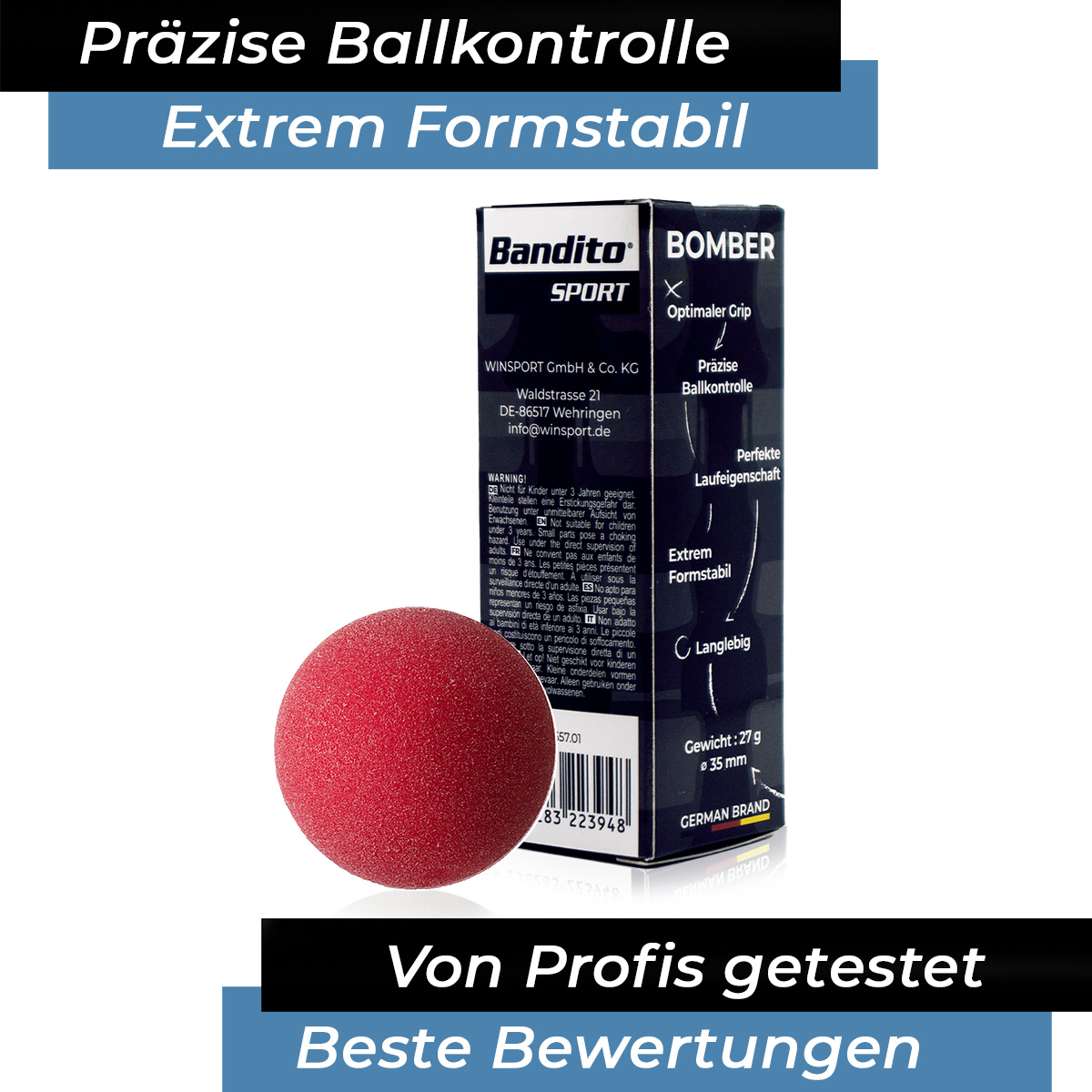 Bandito - Kickerball Bomber rot 35 mm Set (3 St.) – Bild 3
