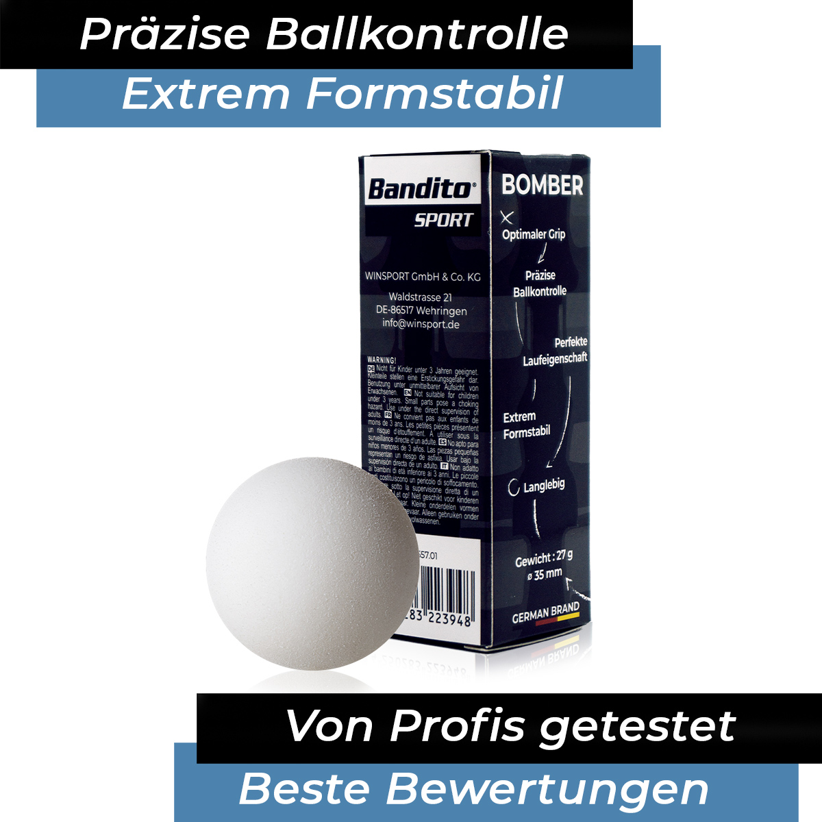 Bandito - Kickerball Bomber weiß 35 mm Set (3 St.) – Bild 3