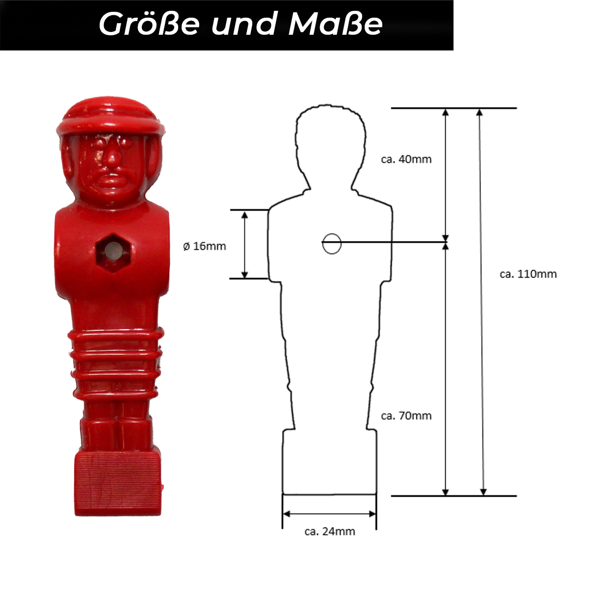 Bandito - Kickerfigur MasterCup rot für 16 mm Kickerstangen (1 St.) – Bild 3