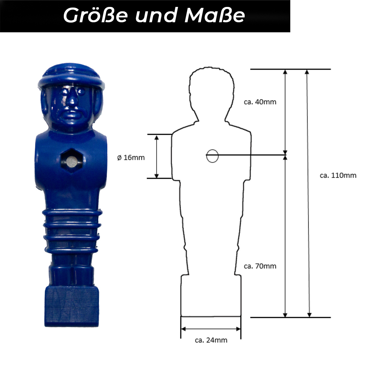 Bandito - Kickerfigur MasterCup blau für 16 mm Kickerstangen (11 St.) – Bild 4