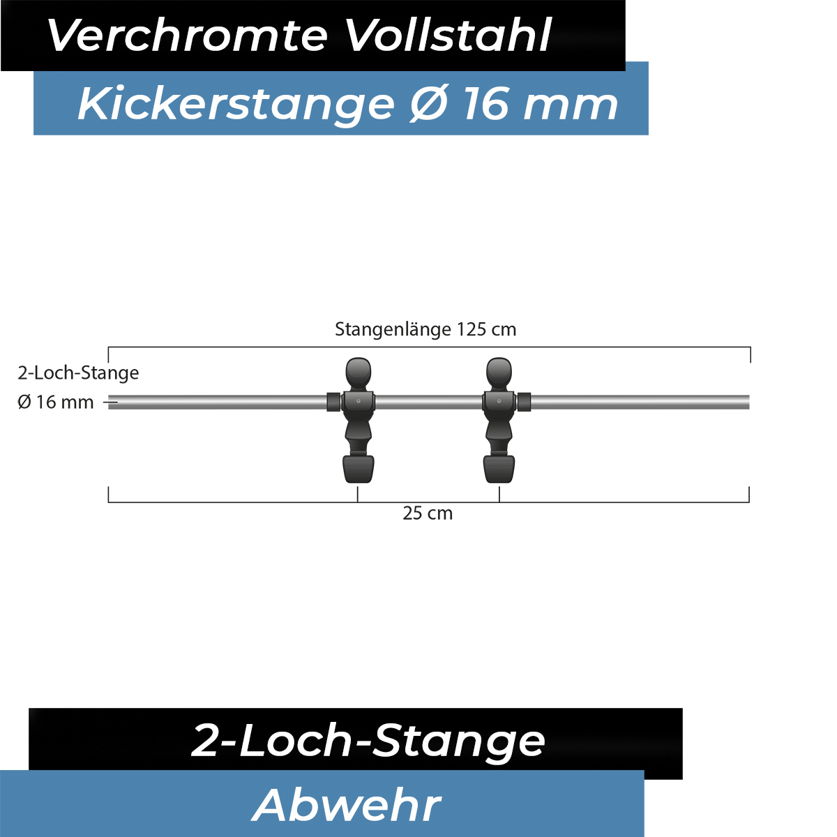 Bandito - Kickerstange Vollstahl 16 mm - 2-Loch Verteidigung – Bild 2