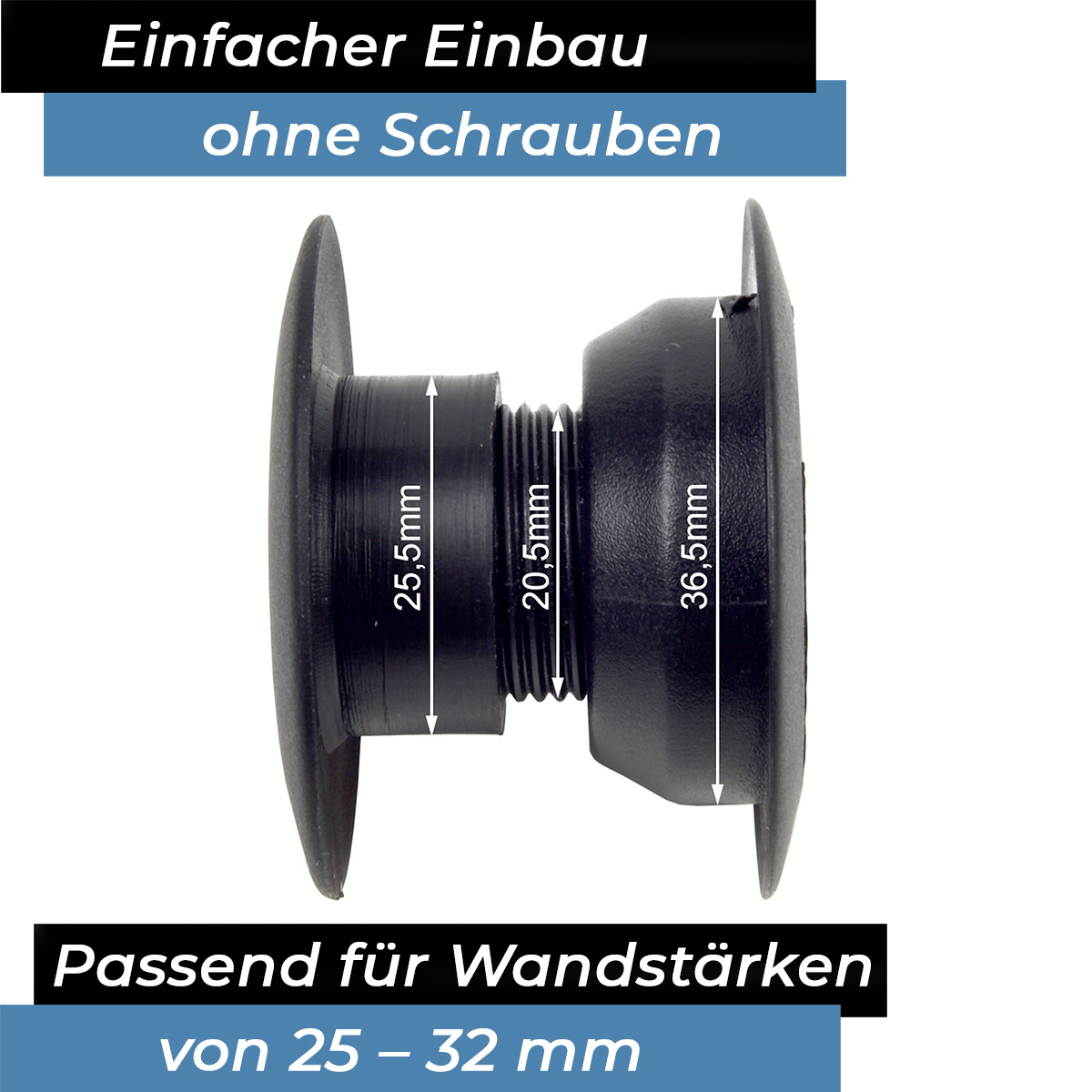Bandito - Kugellager Universal für 16 mm Kickerstange Seitenwände 25 - 32 mm Stangenset (2 St.) – Bild 2