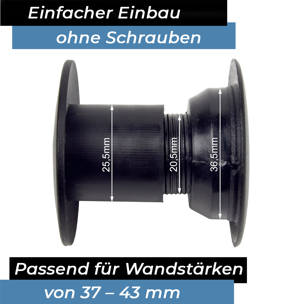 Bandito - Kugellager Universal für 16 mm Kickerstange Seitenwände 37 - 43 mm Stangenset (2 St.) – Bild 2