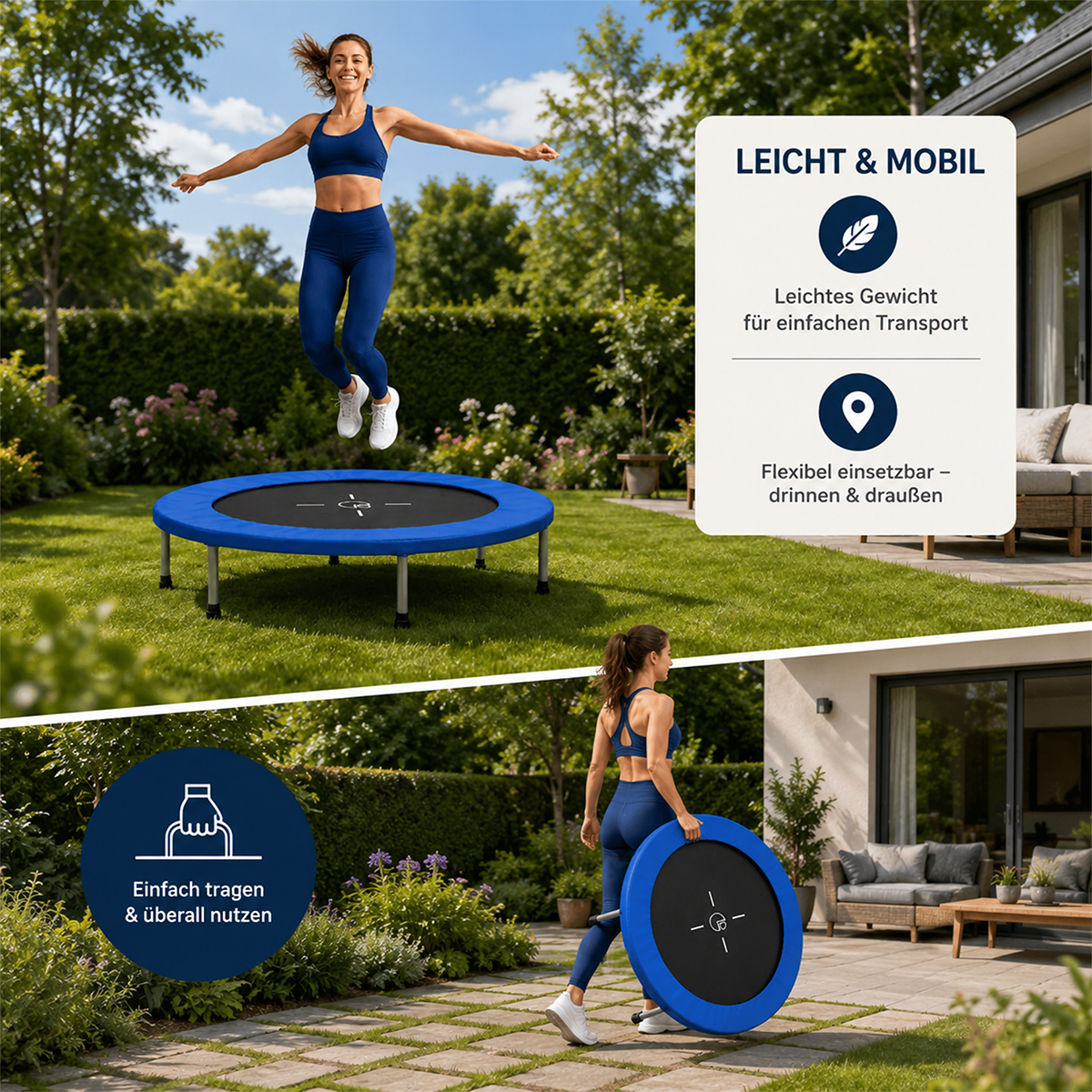 Garlando - Trampolin Indoor Blau ⌀ 97 cm – Bild 8