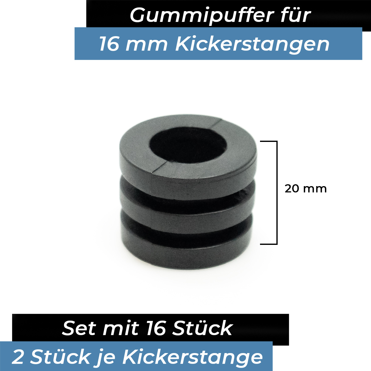 Bandito - Gummipuffer Set für 16 mm Kickerstangen (16 St.) – Bild 2