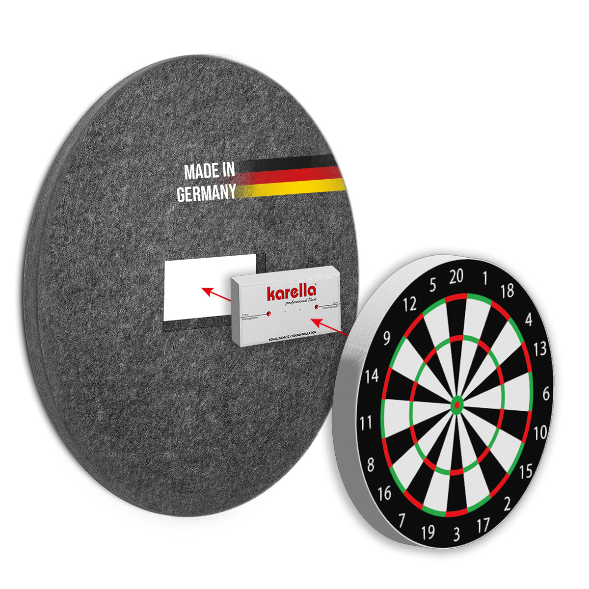 Karella - Schallschutz Ultimo Ø69 cm für Steeldartboards - Silencer mit integriertem Surround / Auffangring – Bild 8