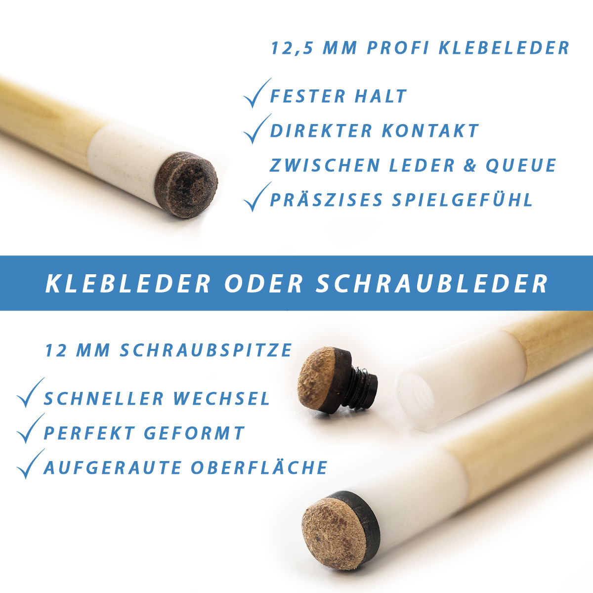 Queue Shooter HouseCue 2-tlg. - 12 mm Schraubleder – Bild 5