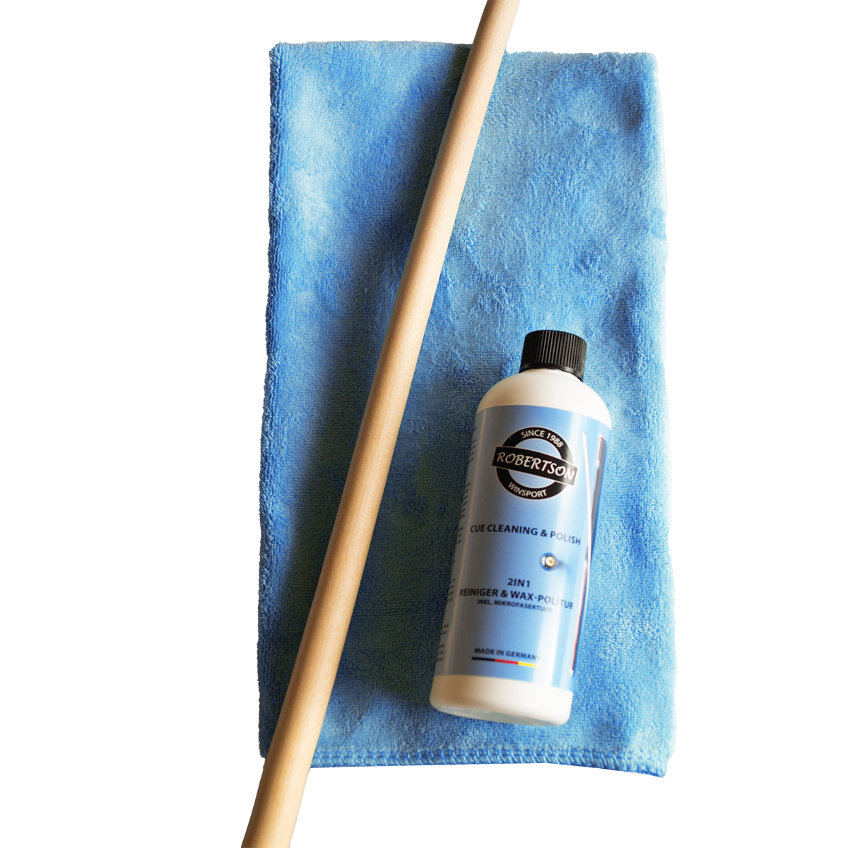 Robertson - Cue Cleaning & Polish 2in1 – Reiniger mit Wachs Politur 200 ml inkl. Mikrofasertuch – Bild 3