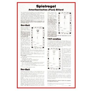 Spielregel Pool auf Karton mit Aufhängung