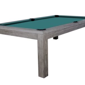 Billardtisch / Esstisch, Pool, Rasson Penelope II, inkl. Abdeckplatte, gebeiztes Holz, 7 ft., Simonis 760 blaugrün