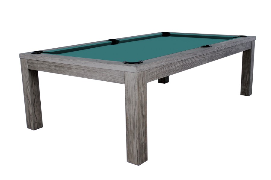 Billardtisch / Esstisch, Pool, Rasson Penelope II, inkl. Abdeckplatte, gebeiztes Holz, 7 ft., Simonis 760 blaugrün