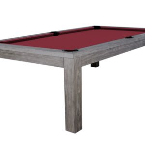 Billardtisch / Esstisch, Pool, Rasson Penelope II, inkl. Abdeckplatte, gebeiztes Holz, 7 ft., Simonis 760 burgund