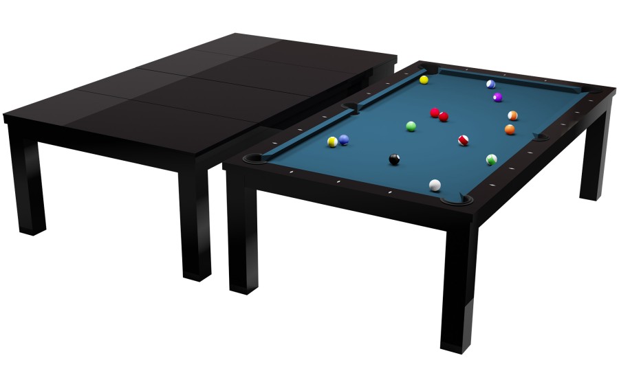 Billardtisch / Esstisch, Pool, Rasson Penelope II, 7 ft. (Fuß), schwarz-glänzend inkl. Abdeckplatte, Simonis 760 elektrikblau