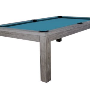 Billardtisch / Esstisch, Pool, Rasson Penelope II, inkl. Abdeckplatte, gebeiztes Holz, 7 ft., Simonis 760 elektrikblau