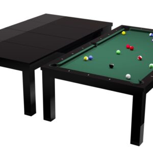 Billardtisch / Esstisch, Pool, Rasson Penelope II, 7 ft. (Fuß), schwarz-glänzend inkl. Abdeckplatte, Simonis 760 gelbgrün