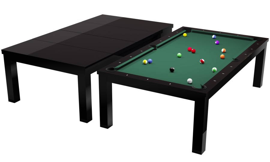 Billardtisch / Esstisch, Pool, Rasson Penelope II, 7 ft. (Fuß), schwarz-glänzend inkl. Abdeckplatte, Simonis 760 gelbgrün