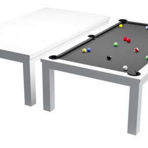 Billardtisch / Esstisch, Pool, Rasson Penelope II, 7 ft. (Fuß), weiß-glänzend inkl. Abdeckplatte, Clubtuch grau