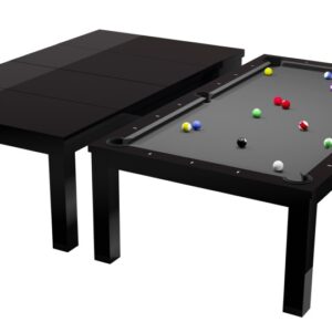 Billardtisch / Esstisch, Pool, Rasson Penelope II, 7 ft. (Fuß), schwarz-glänzend inkl. Abdeckplatte, Simonis 860 grau