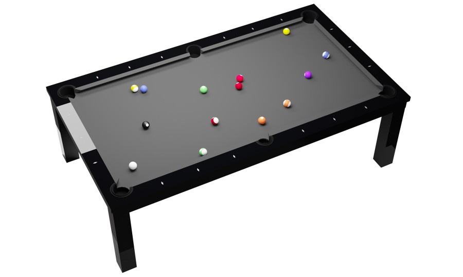 Billardtisch / Esstisch, Pool, Rasson Penelope II, 7 ft. (Fuß), schwarz-glänzend inkl. Abdeckplatte, Simonis 860 puderblau – Bild 6