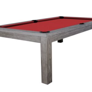 Billardtisch / Esstisch, Pool, Rasson Penelope II, inkl. Abdeckplatte, gebeiztes Holz, 7 ft., Simonis 760 rot