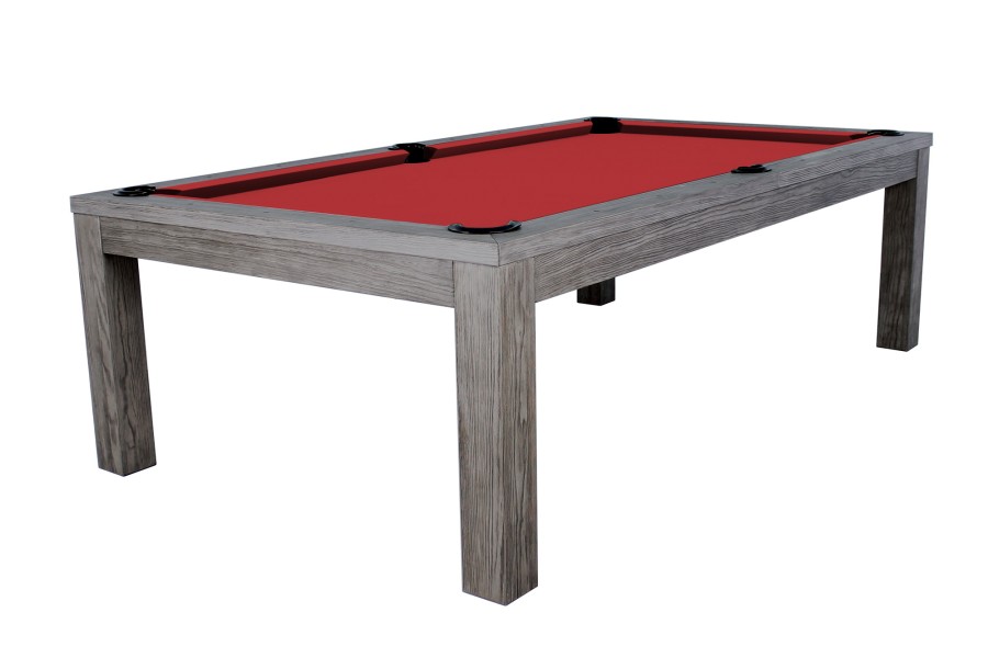 Billardtisch / Esstisch, Pool, Rasson Penelope II, inkl. Abdeckplatte, gebeiztes Holz, 7 ft., Simonis 760 rot