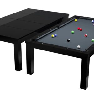 Billardtisch / Esstisch, Pool, Rasson Penelope II, 7 ft. (Fuß), schwarz-glänzend inkl. Abdeckplatte, Simonis 860 shark grey