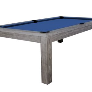 Billardtisch / Esstisch, Pool, Rasson Penelope II, inkl. Abdeckplatte, gebeiztes Holz, 7 ft., Simonis 760 royalblau