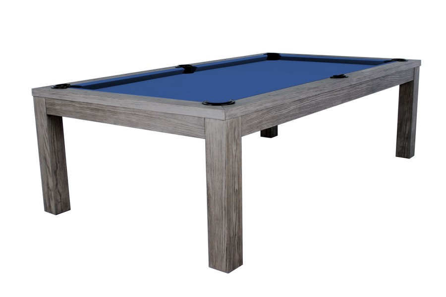 Billardtisch / Esstisch, Pool, Rasson Penelope II, inkl. Abdeckplatte, gebeiztes Holz, 7 ft., Simonis 760 royalblau
