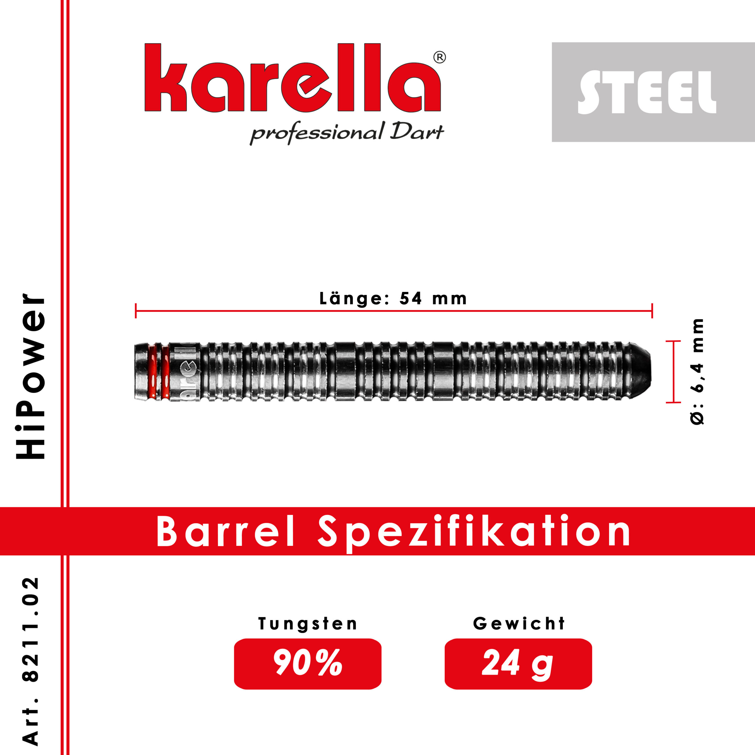 Karella - Steeldart HiPower 90% Tungsten 24 gr. – Bild 8