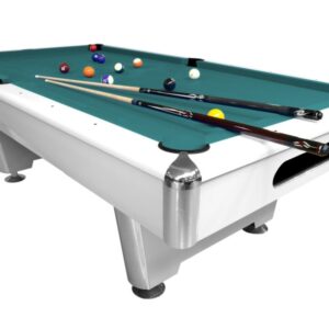 Billardtisch, Pool, Triumph Plus, 8 ft. (Fuß), matt-weiß, 7 ft., Simonis 760 blaugrün