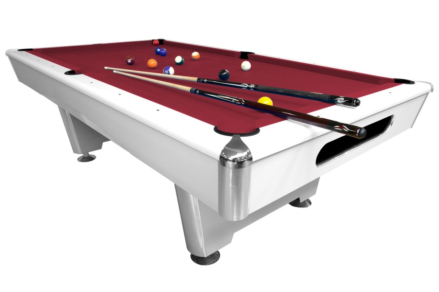 Billardtisch, Pool, Triumph, 7 ft. (Fuß), matt-weiß, 8 ft., Simonis 860 burgund