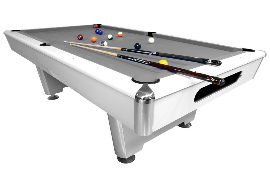 Billardtisch, Pool, Triumph, 7 ft. (Fuß), matt-weiß, 7 ft., Clubtuch grau