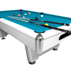 Billardtisch, Pool, Triumph Plus, 8 ft. (Fuß), matt-weiß, Simonis 760 turnierblau