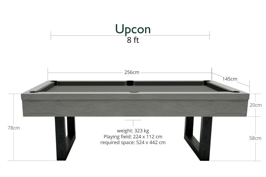 Billardtisch, Pool, Upcon, 8 ft. (Fuß), graue Eiche, 8 ft., Simonis 760 burgund – Bild 4