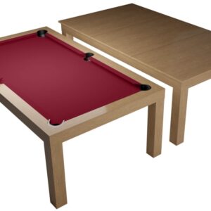 Billardtisch / Esstisch, Pool, Diner, eiche, 7 ft., Clubtuch burgund