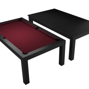 Billardtisch / Esstisch, Pool, Diner, 7 ft. (Fu&szlig;), matt-schwarz, Clubtuch burgund
