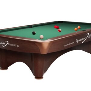 Billardtisch "Dynamic III", 9', braun, Pool, gebraucht, Simonis 860 gelbgrün