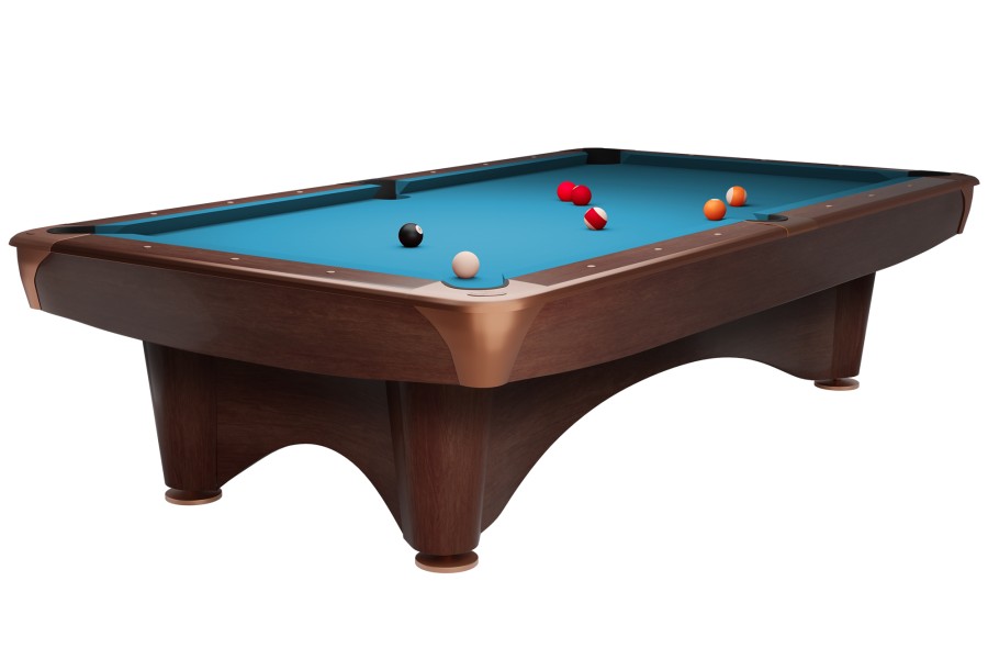 Billardtisch, Pool, Dynamic III, braun, 9 ft., Simonis 760 turnierblau